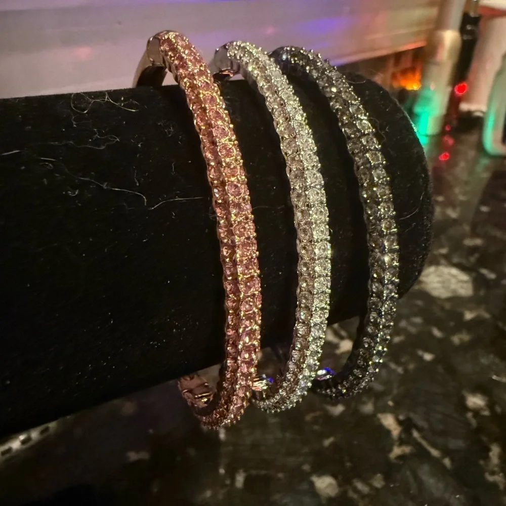 Nolan Miller Pink, Silver and Gunmetal Tennis Bracelet Bundle (all three)